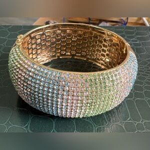 Akkad Gold Crystal Pavé Multicolor Bangle Bracelet